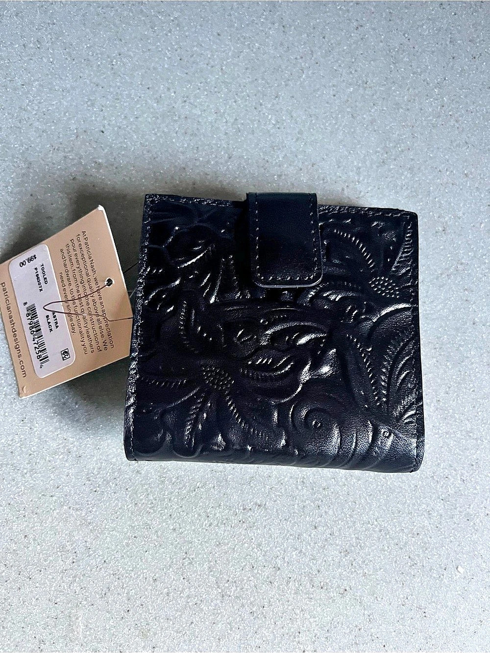 Patricia Nash Astra tooled Wallet Embossed Leather Wallet in Black NWT